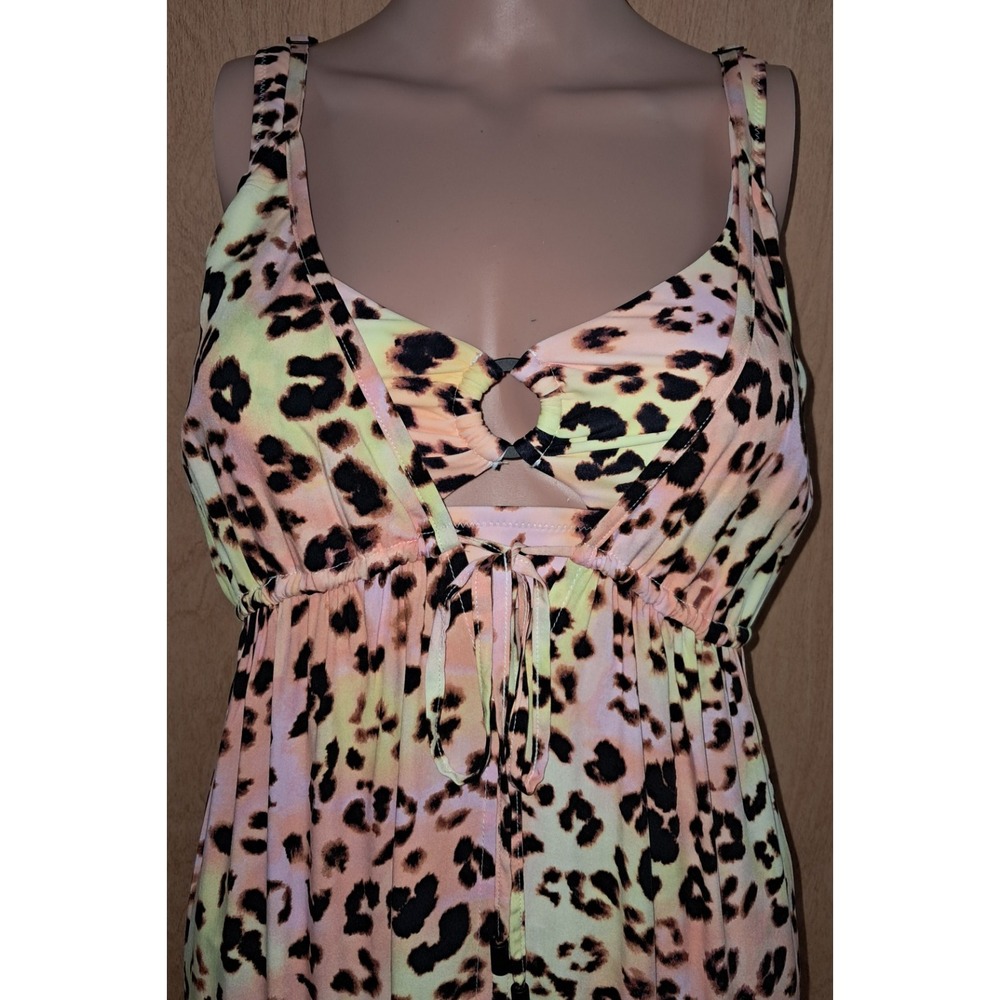 Bar III Maxi Dress Animal Print Sleeveless Swim Cover Up,‎ Size XS, 57" Long